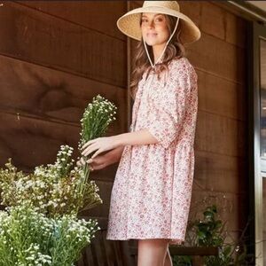 Tuckernuck Royal Shirt Dress Red Ditsy Floral